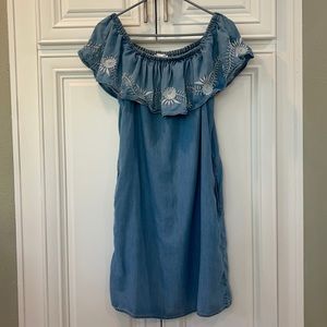 beachlunchlounge Blue Off-Shoulder Mini Dress